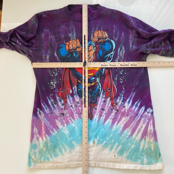 Vintage 1997 Changes Superman T-Shirt Mens XL Tie Dye DC Comics AOP 90s USA Tee - Picture 8 of 10